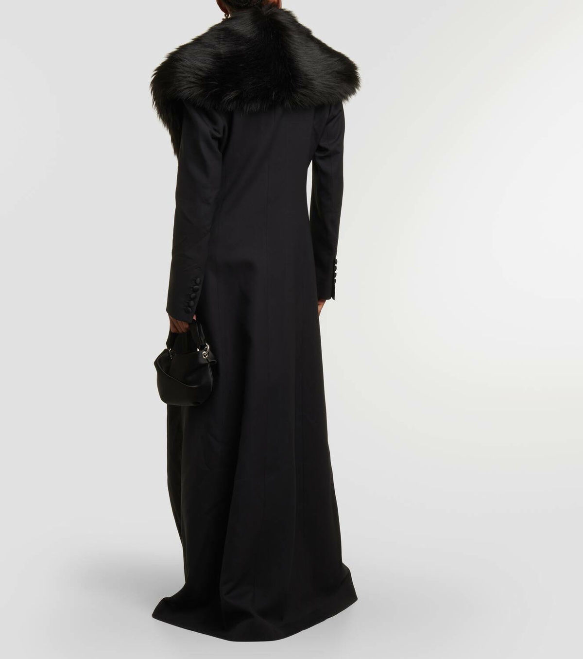 Costarellos Faux fur-trimmed wool-blend coat