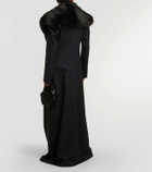Costarellos Faux fur-trimmed wool-blend coat