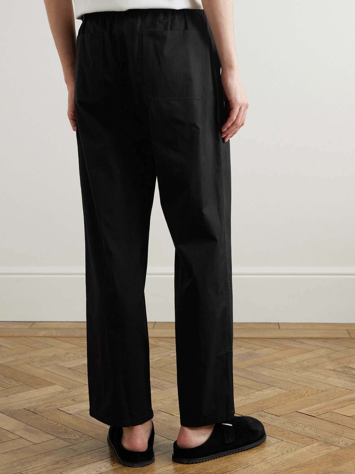 FRAME - Relaxed Straight-Leg Cotton Trousers - Black