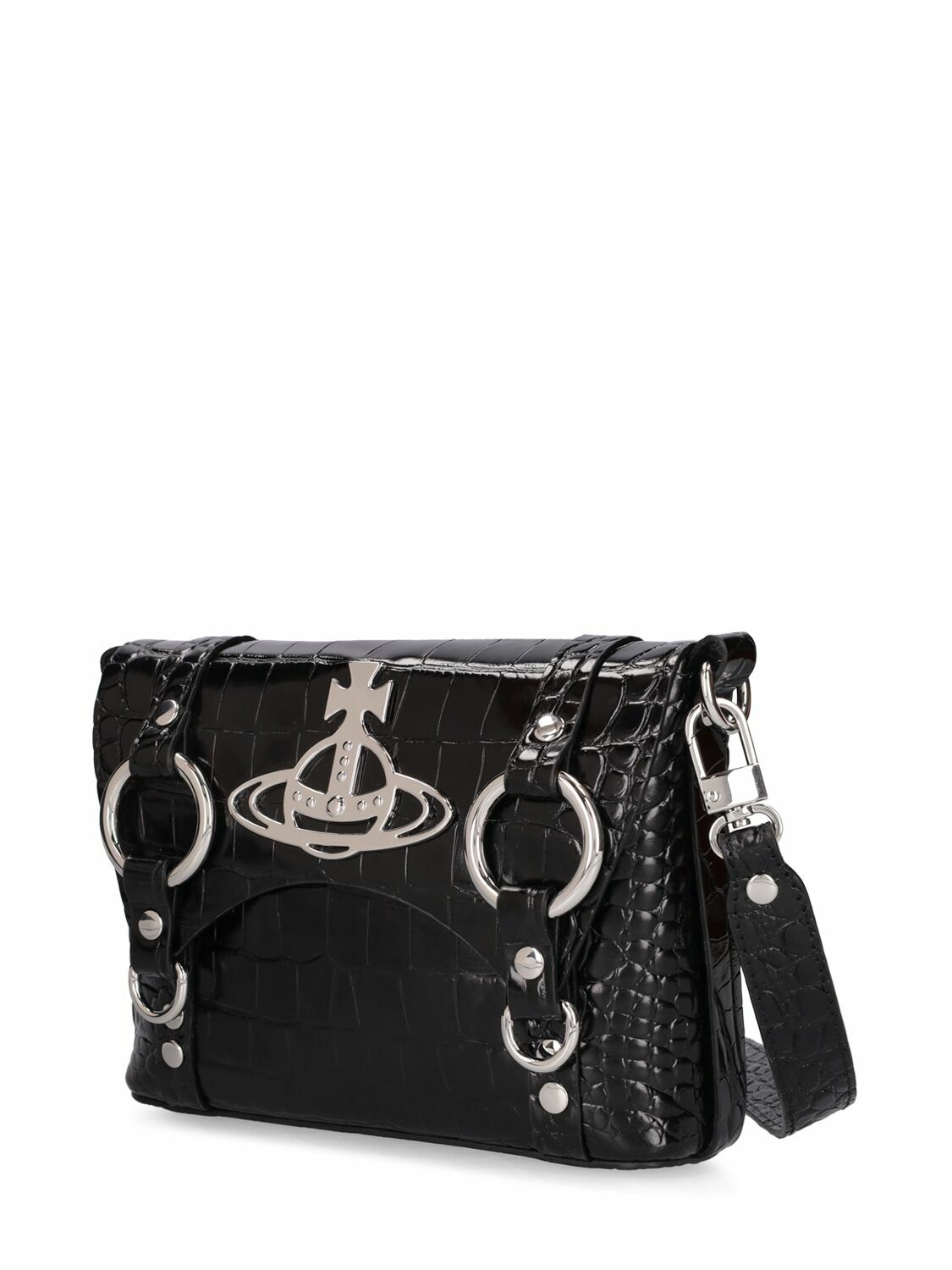 VIVIENNE WESTWOOD Kim Croc Embossed Leather Crossbody Bag