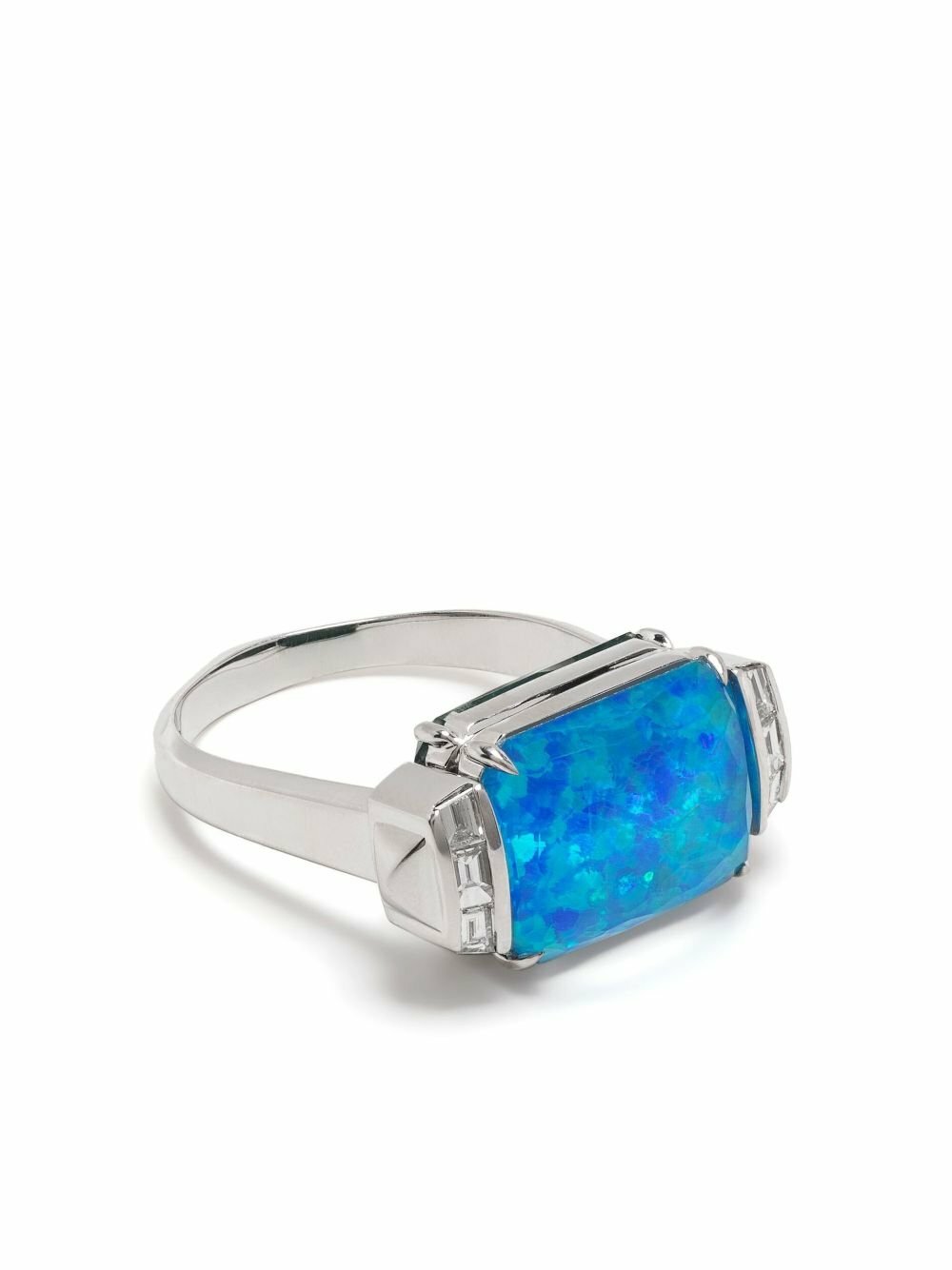 Stephen Webster 18K White Gold Deco Wide Twister Crystal And Diamond Ring