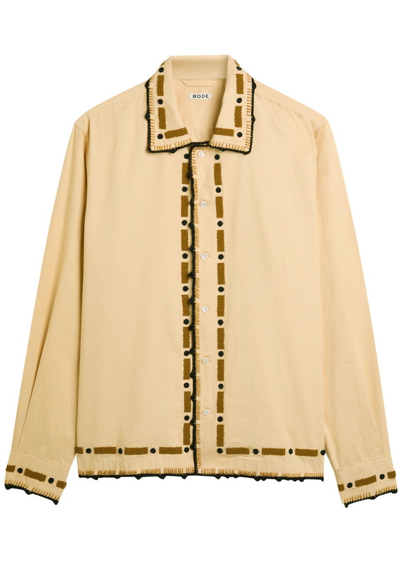 Photo: Bode Bead-embellished Cotton Shirt Cream