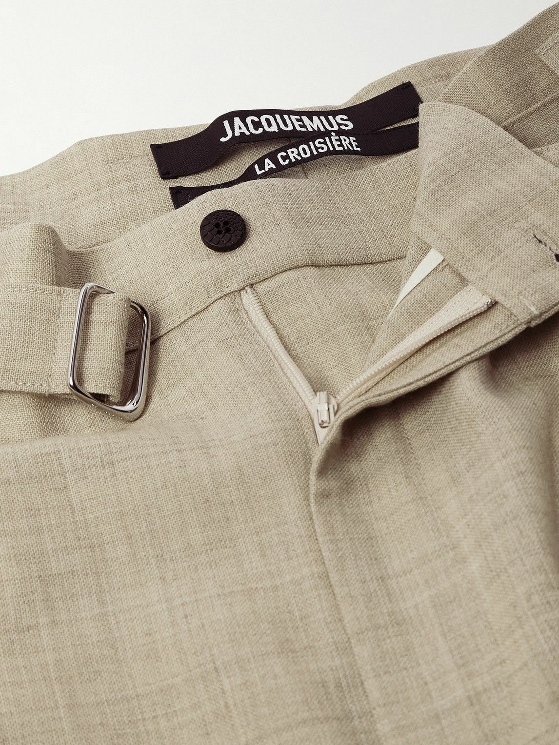 Jacquemus - Canevas Oversized Wide-Leg Pleated Belted Wool Suit Trousers - Neutrals