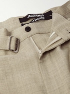 Jacquemus - Canevas Oversized Wide-Leg Pleated Belted Wool Suit Trousers - Neutrals