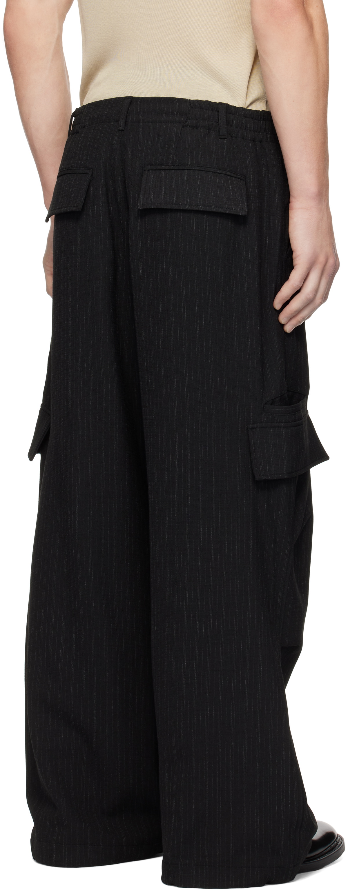 Youth Black Strap Wide Cargo Pants