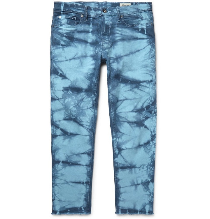 Photo: Todd Snyder - Slim-Fit Cropped Tie-Dyed Stretch-Denim Jeans - Blue
