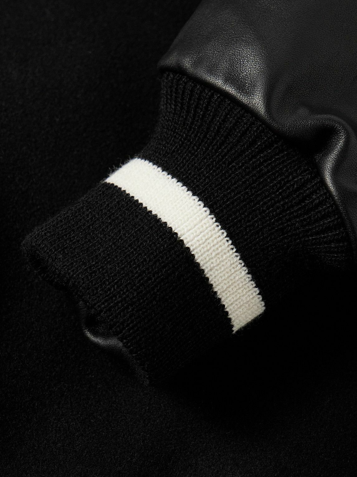 Golden Bear - Leather and Wool-Blend Felt Varsity Jacket - Black