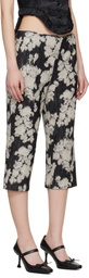 Anna Sui Black & Off-White Rose Capri Trousers