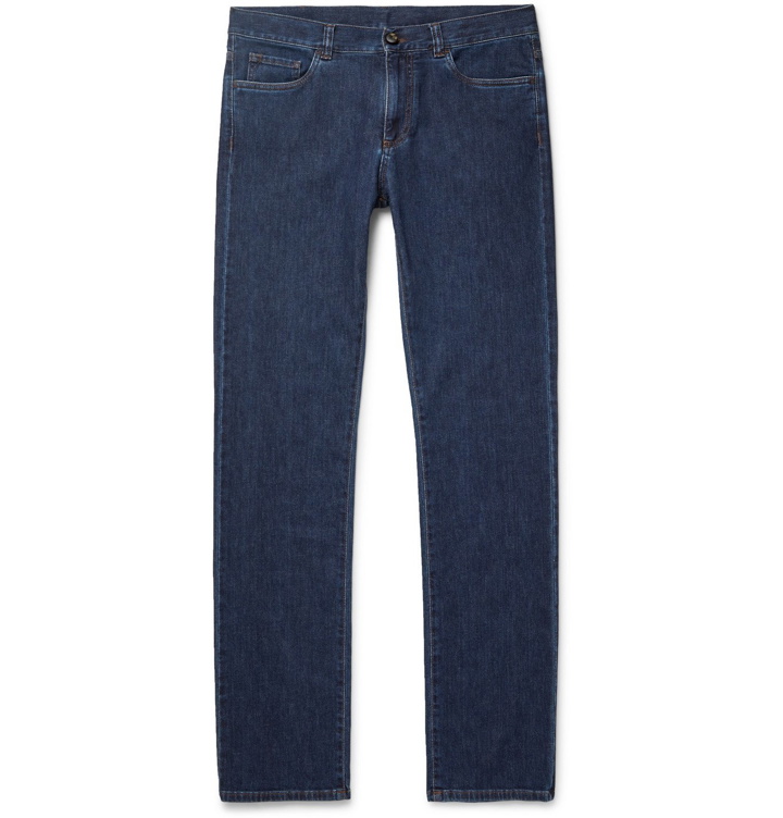 Photo: Canali - Slim-Fit Stretch Cotton and Cashmere-Blend Denim Jeans - Blue