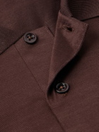 Charvet - Cotton-Sateen Polo Shirt - Brown