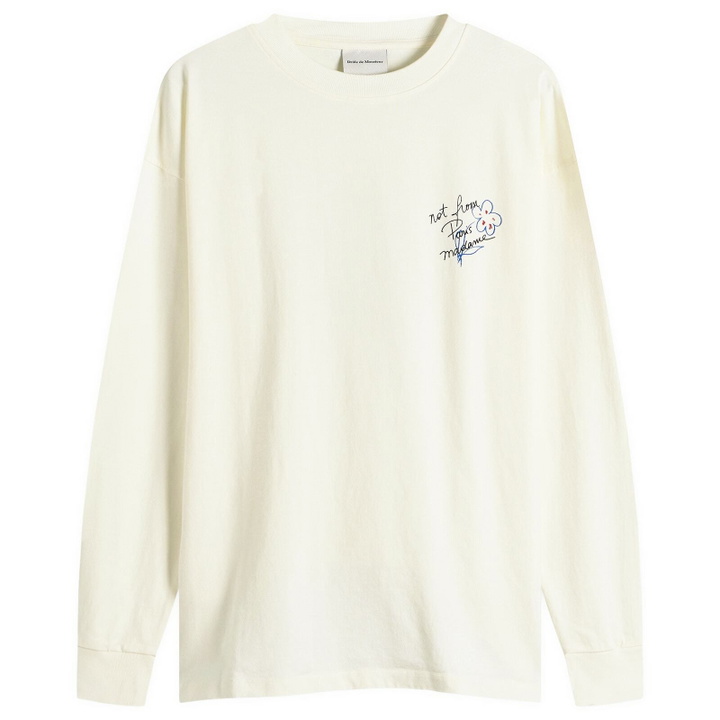 Photo: Drôle de Monsieur Men's Esquisse Slogan Long Sleeve T-shirt in Off White