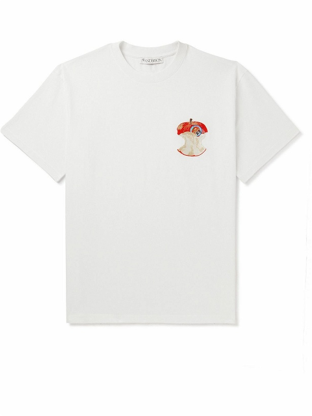 Photo: JW Anderson - Embroidered Cotton-Jersey T-Shirt - White