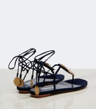 Aquazzura Night Stars embellished suede thong sandals