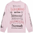Balenciaga Men's Metal Logo Long Sleeve T-Shirt in Pink/Black/Red