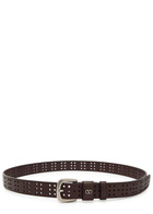 Valentino Garavani Perforated Leather Belt Brown