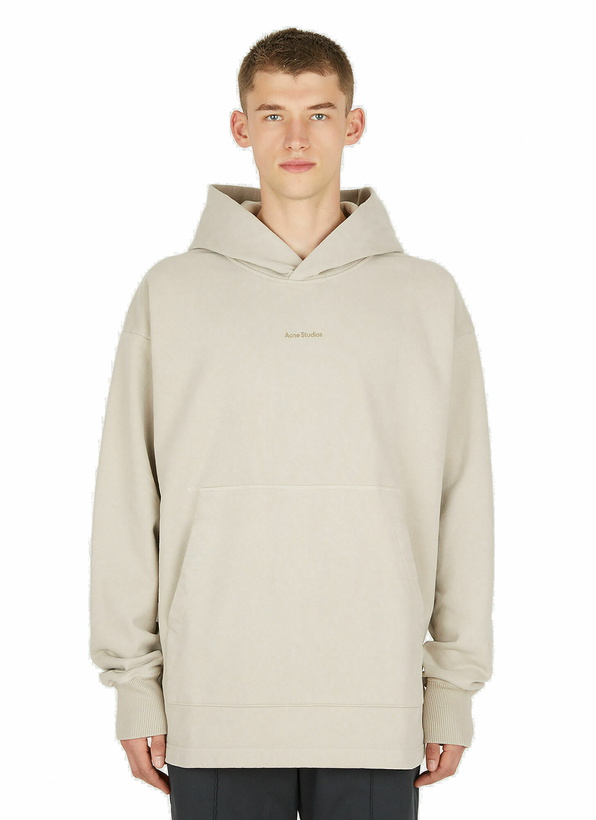 Photo: Logo Print Hooded Sweatshirt in Beige