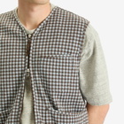 Universal Works Men's Gingham Cotton Zip Gilet in Brown/Sky