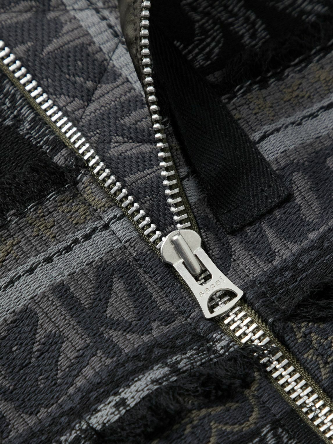 Sacai - Eric Haze Padded Frayed Cotton-Jacquard Bomber Jacket