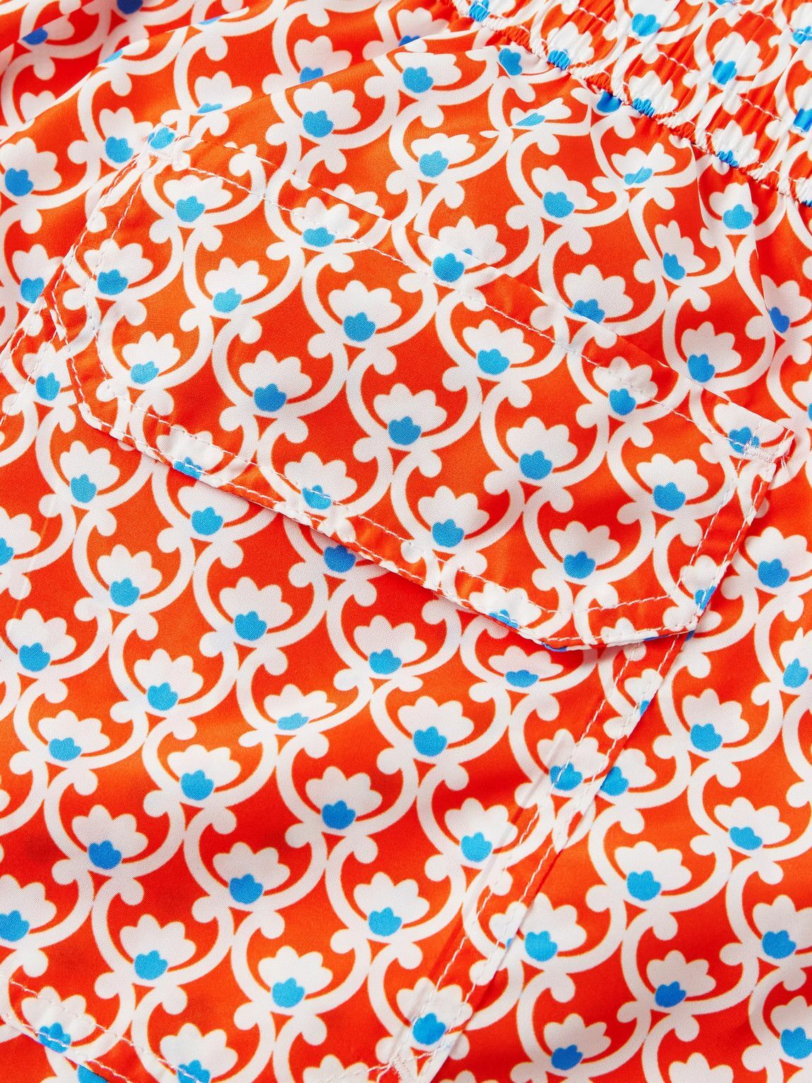 Anderson & Sheppard - Slim-Fit Straight-Leg Mid-Length Printed Swim Shorts - Orange