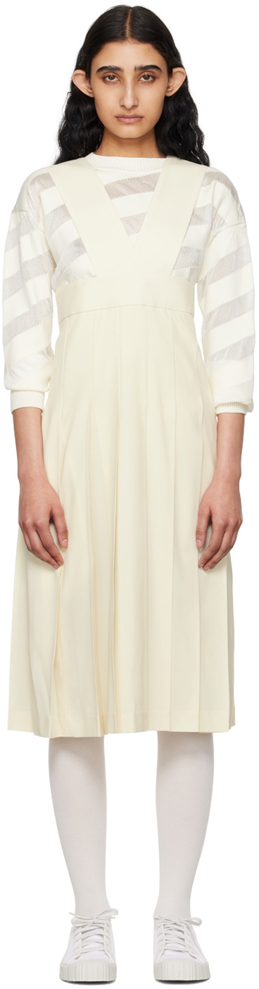 Comme des Garçons Girl Off-White Pleated Midi Dress
