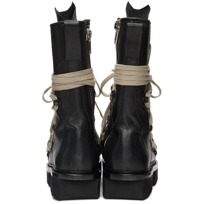 Rick Owens Black Lace Up Army Megatooth Boots Rick Owens