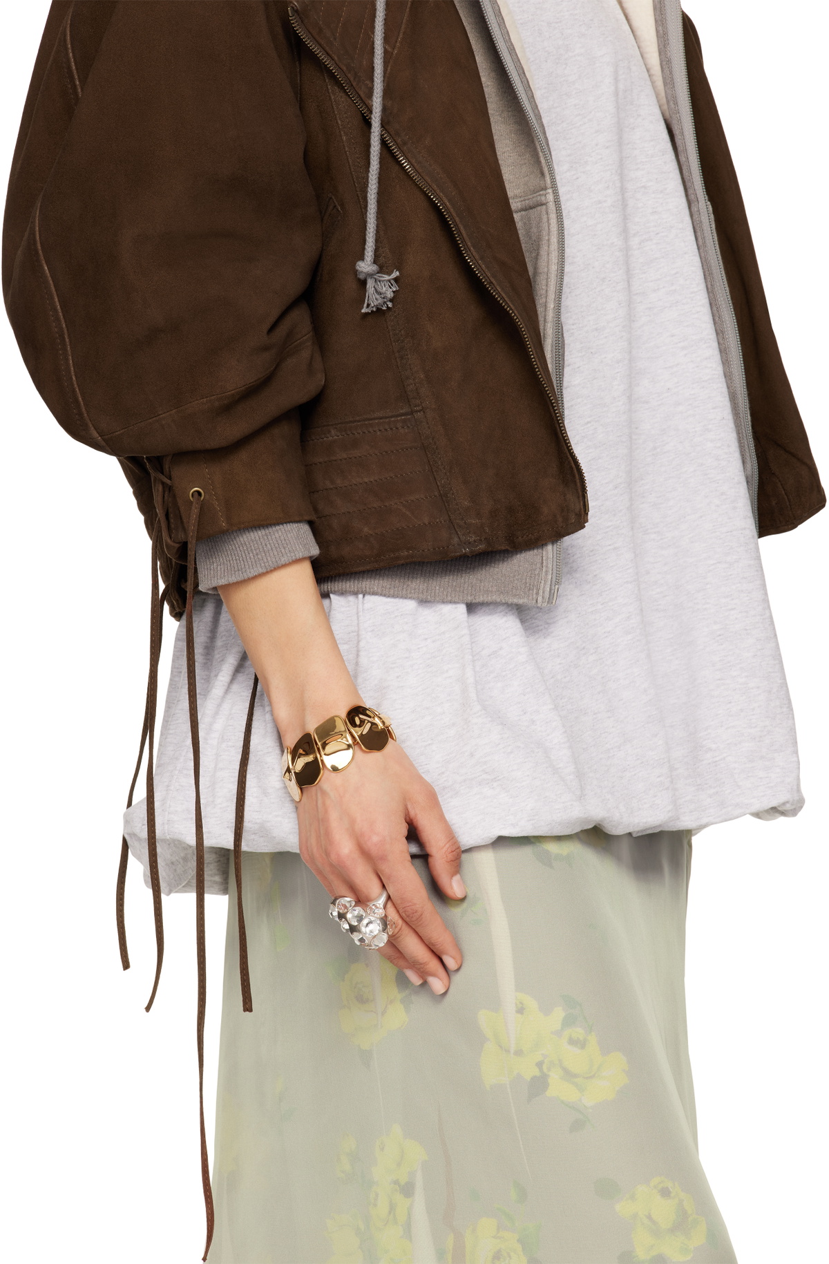 Acne Studios Gold Brass Croco Scale Bracelet