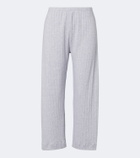 Leset Pointelle cropped cotton wide-leg pants