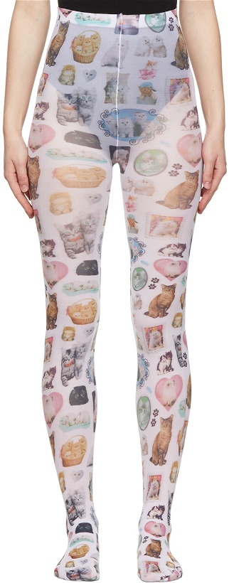Photo: Ashley Williams SSENSE Exclusive White All Over Cats Print Tights