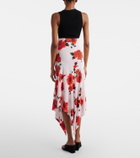 Alaïa Floral asymmetric jersey midi skirt