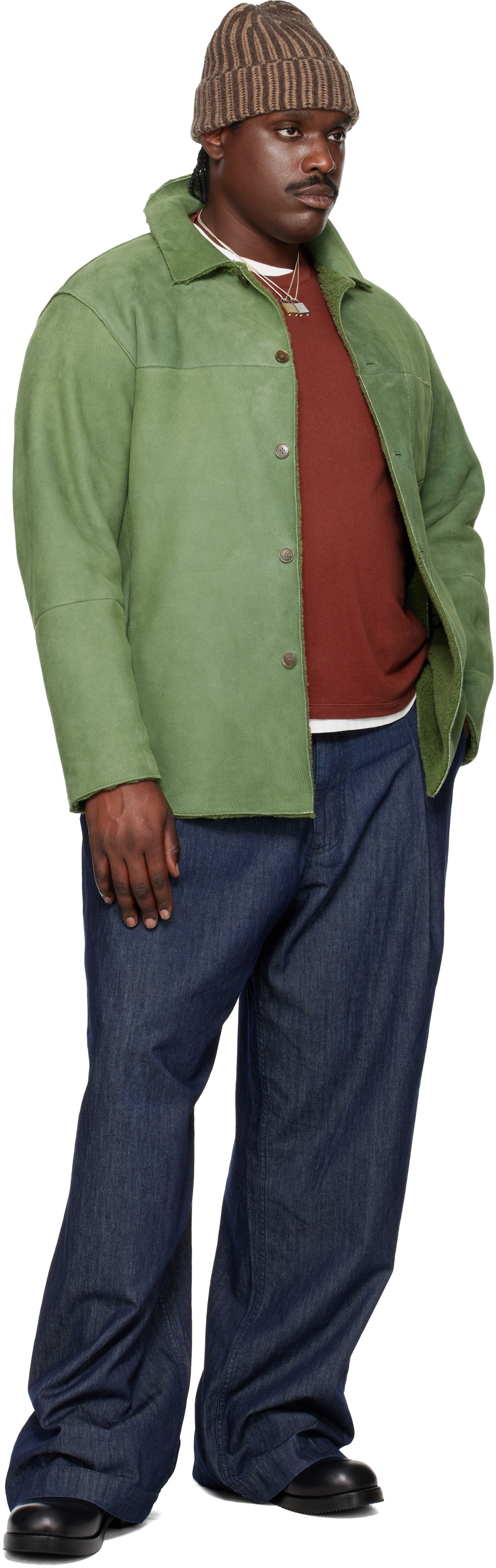 新品未使用　AURALEE MERINO MOUTON STOLE GREEN MERINO MOUTON SHIRT BLOUSON - AURALEE Official Website