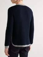 Giorgio Armani - Two-Tone Ribbed Cashmere and Cotton-Blend Sweater - Blue