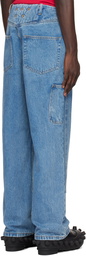 Dingyun Zhang Blue Biker Jeans