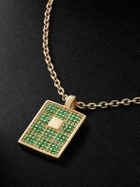 PATTARAPHAN - Reverse Pavè Chata ID 14-Karat Gold and Emerald Pendant Necklace