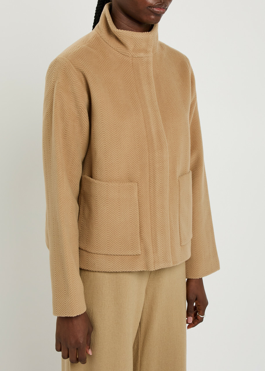 Eileen Fisher Chevron Wool Jacket Beige