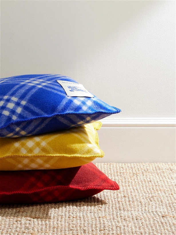 Photo: Burberry - Logo-Appliquéd Checked Brushed-Wool Cushion