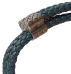 Bottega Veneta - Intrecciato Woven Leather Wrap Bracelet - Men - Blue