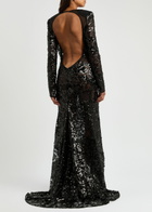 Victoria Beckham Sequin-embellished Open-back Tulle Gown Black
