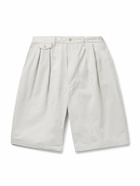 Beams Plus - Wide-Leg Pleated Cotton-Twill Shorts - Neutrals