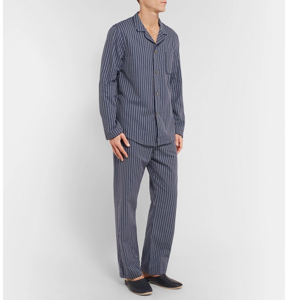 Derek Rose - Royal 211 Striped Cotton Pyjama Set - Men - Navy Derek Rose