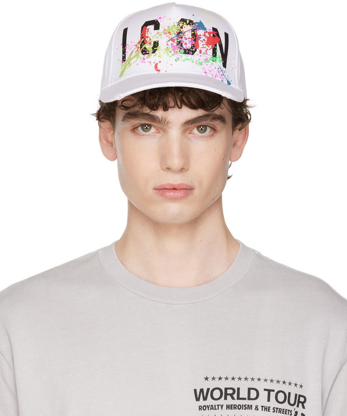 Photo: Dsquared2 White 'Icon' Splash Cap