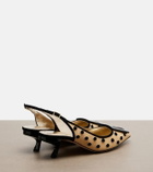 Roger Vivier Virgule polka-dot canvas slingback pumps