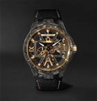 Ulysse Nardin - Skeleton X Hand-Wound 43mm Carbonium Gold and Full-Grain Leather Watch - Black