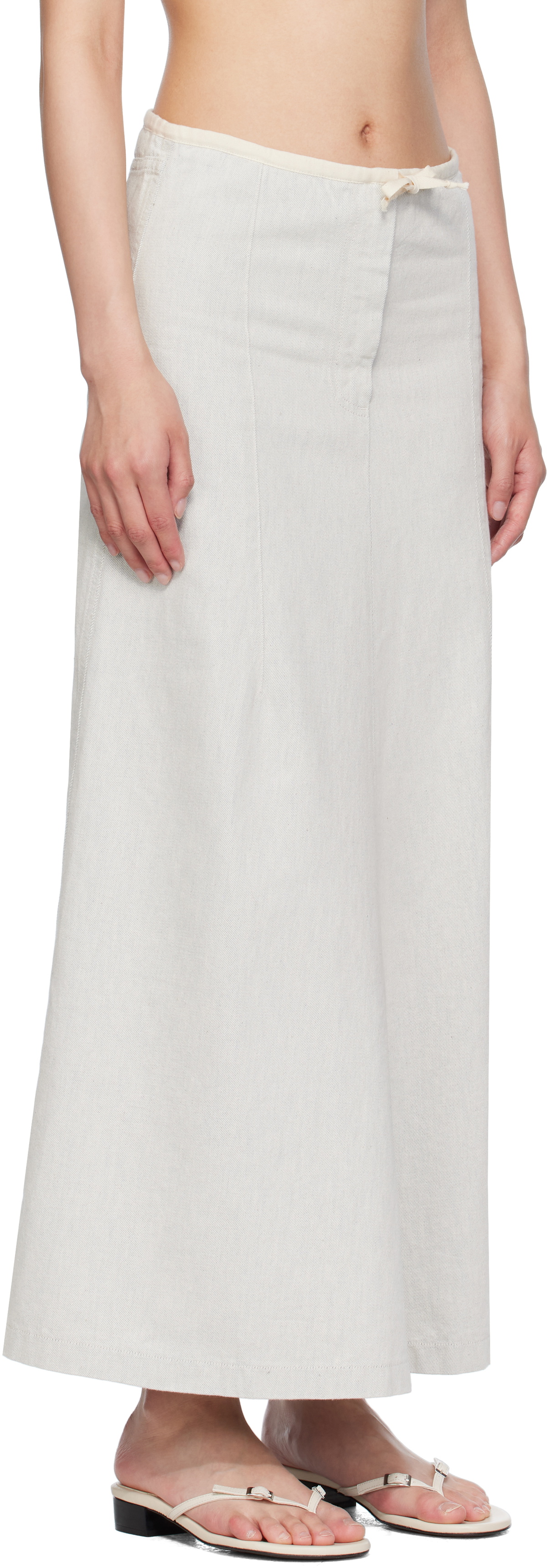 Baserange Off-White & Blue Arthur Denim Maxi Skirt