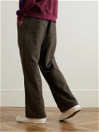 Needles - Straight-Leg Pinstriped Cotton, Linen and Wool-Blend Trousers - Brown