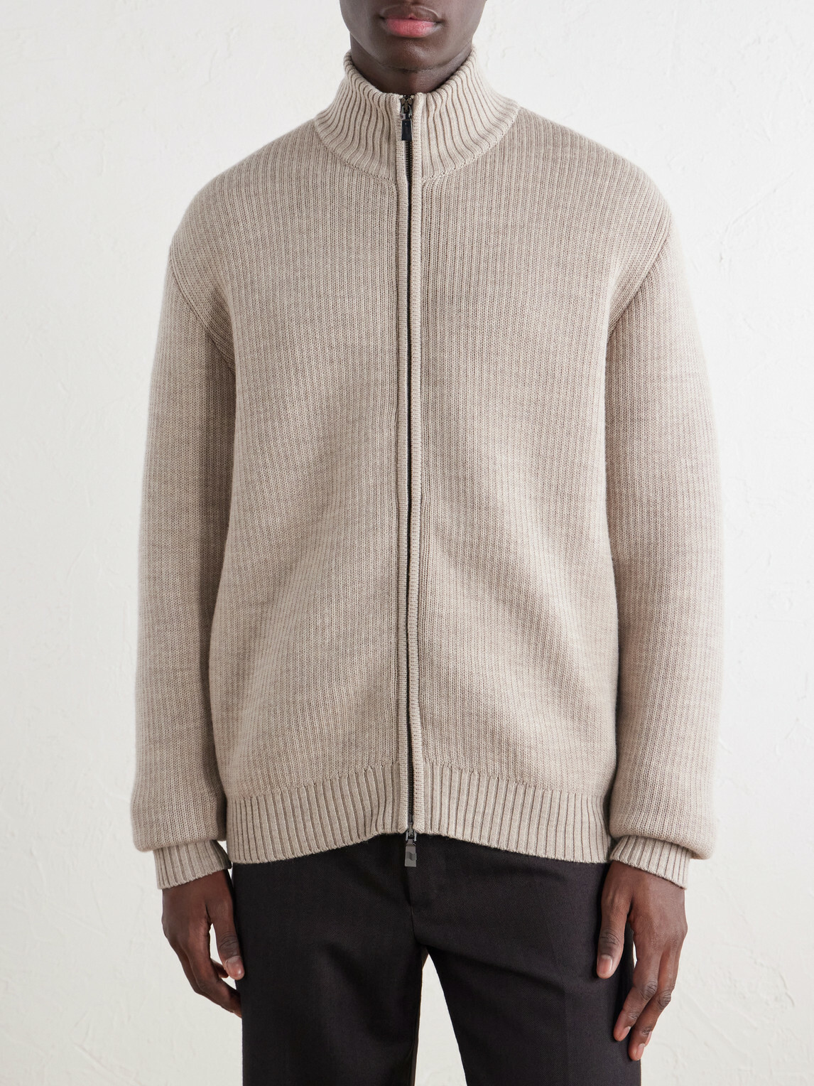 Frescobol Carioca - Minas Merino Wool Zip-Through Sweater - Neutrals