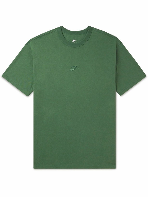 Photo: Nike - Logo-Embroidered Cotton-Jersey T-Shirt - Green