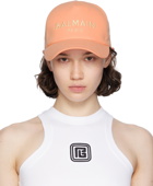 Balmain Orange Embroidered 'Balmain Paris' Cap