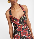 Norma Kamali Halterneck floral midi dress