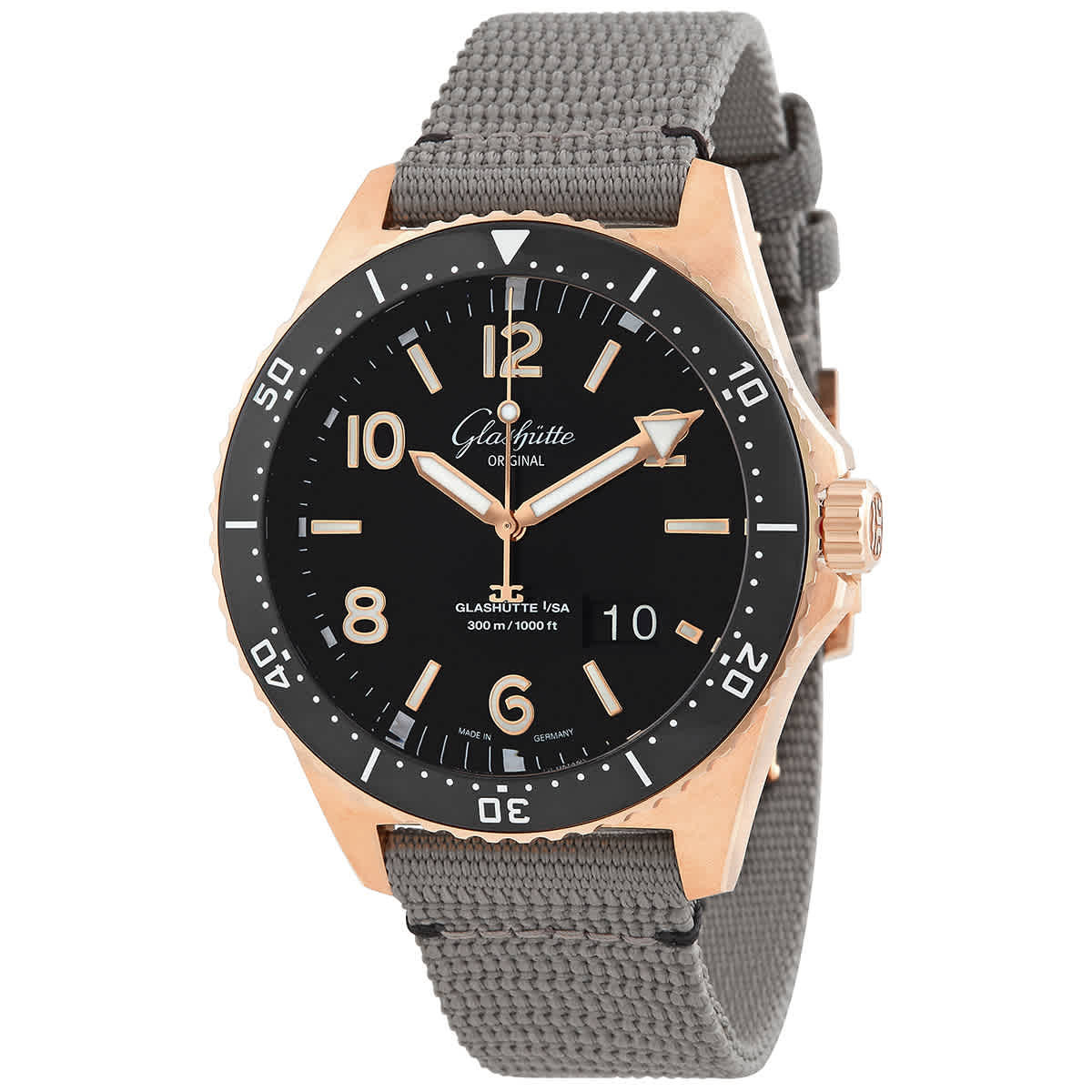 Glashutte Original SeaQ Panorama Automatic Black Dial Mens Watch 1-36-13-03-90-34