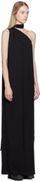 Stella McCartney Black One-Shoulder Scarf Maxi Dress